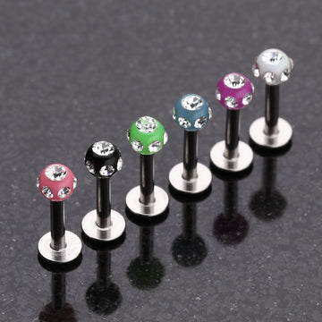 Aurora Gem UV Acrylic Ball Top Labret-Pink/Clear